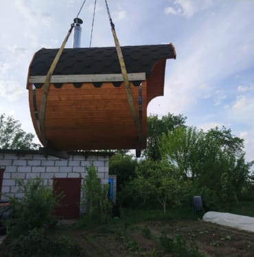 Купить баню бочку № 497 в Брянске по цене от 372900 руб. цена в Брянске от 372 900 руб.